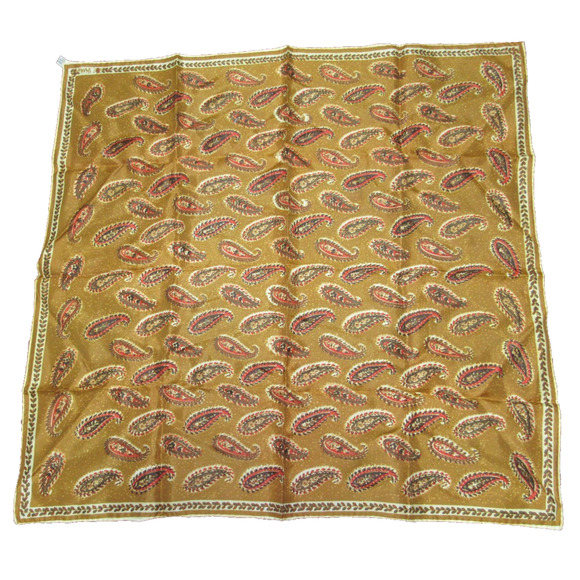 Vintage Vera Neumann Scarf 26” Square Brown Paisley Signed 100% Acetate Japan - Picture 1 of 6